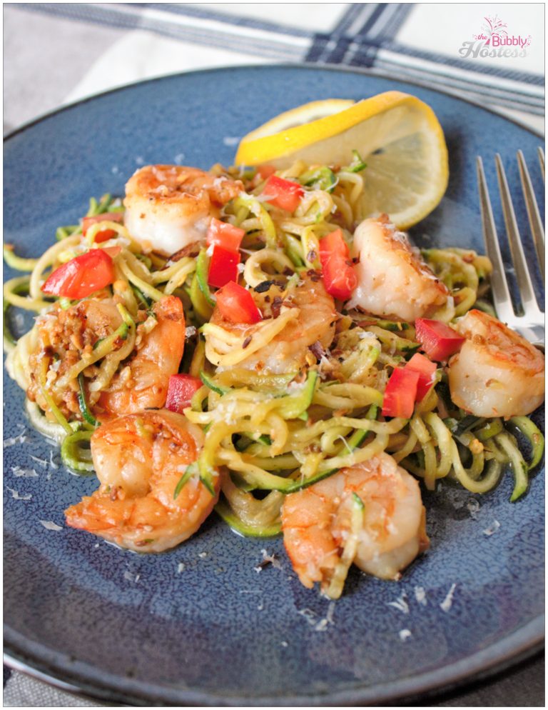 Lemon Garlic Shrimp with Spiralized Zucchini The Bubbly Hostess